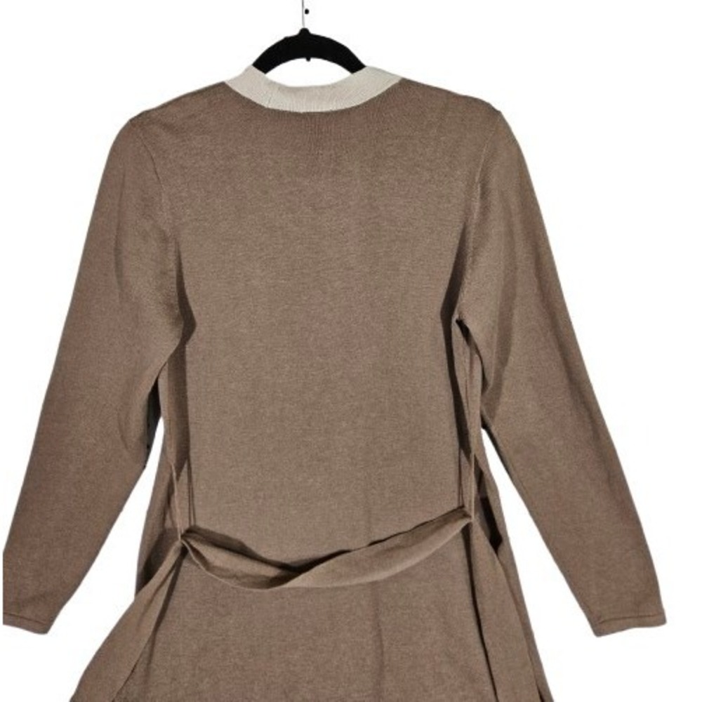 Cabi Sweater Cardigan Sz M Genteel Long Tunic Style #6161 Taupe Tie NEW $175 - Picture 4 of 5